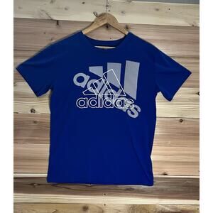 Adidas Graphic Tee Blue Youth XL Fits Mens Small